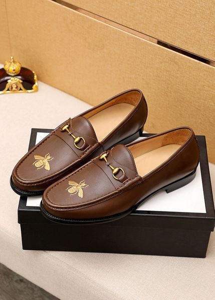 2022 mens fashion party dress shoes flats business office oxfords genuine leather brand designer slip-on casual loafers size 38, Black